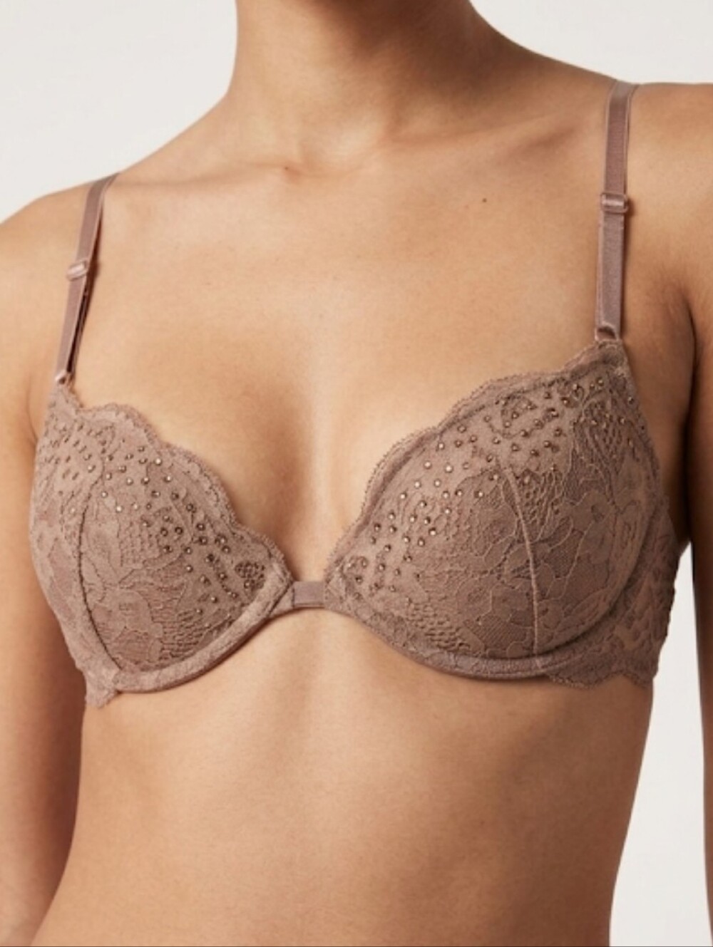 La SENZA Brown Lace Embellished Bra